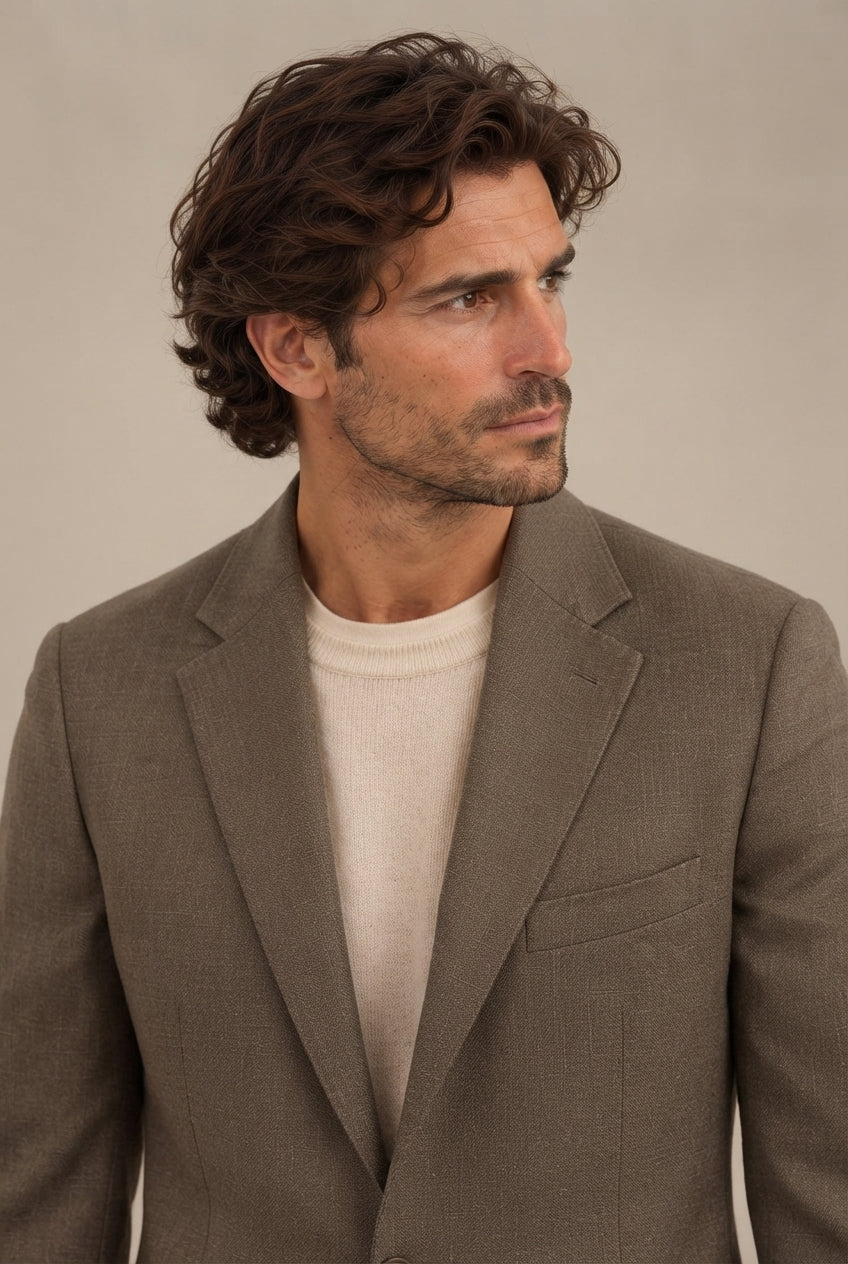 Blazer Casual Verde con Solapa para Hombre