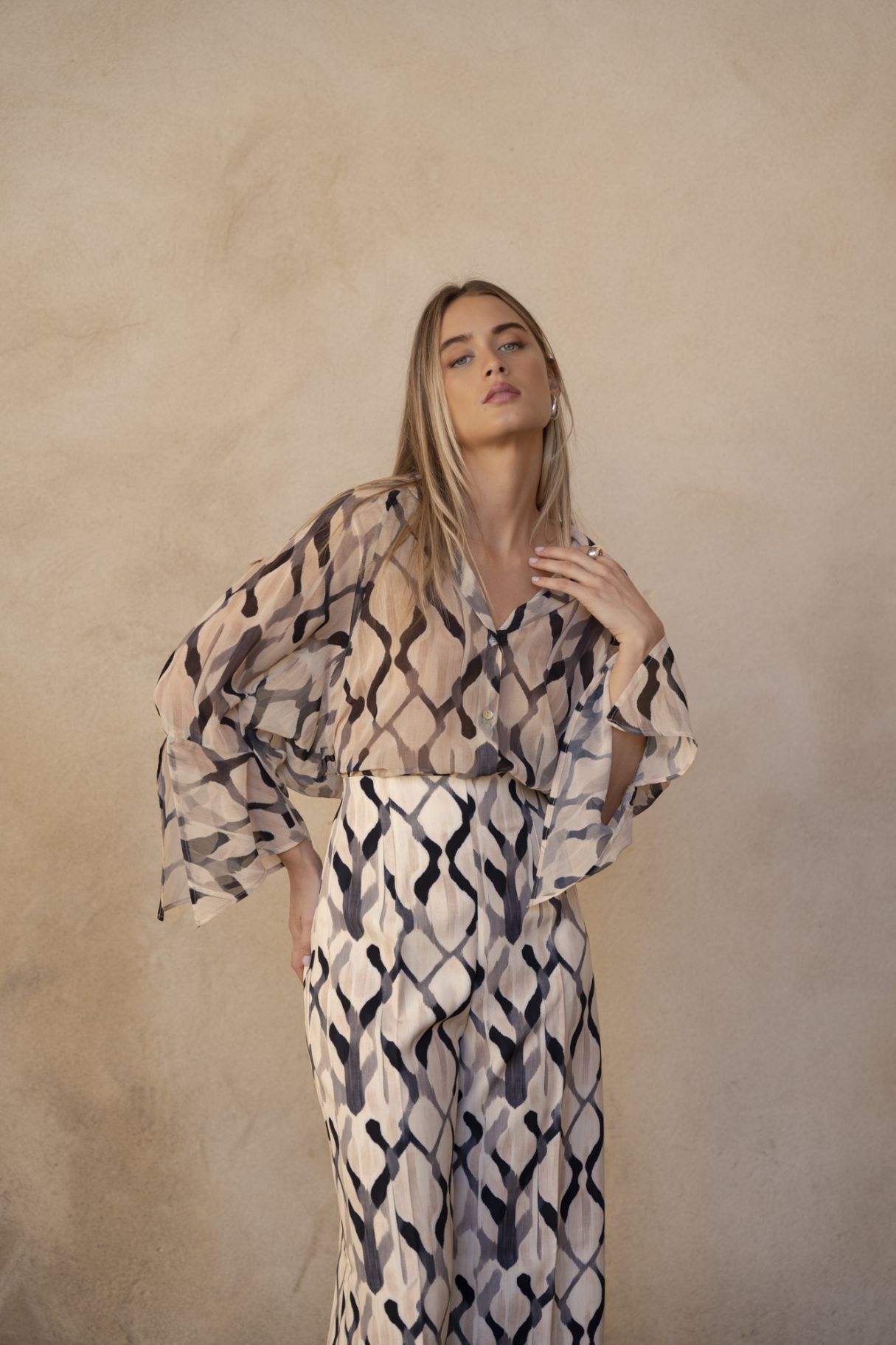 Pantalón estampado culotte de mujer, pantalones elegantes para mujer