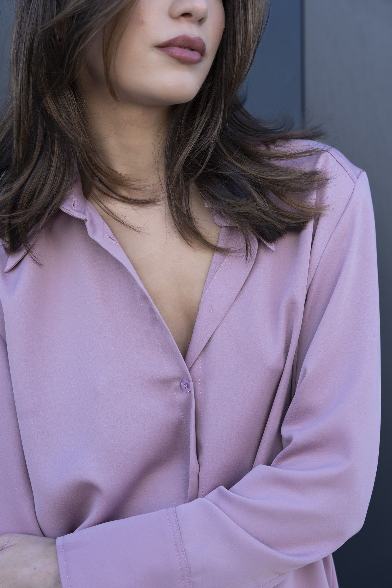 Camisa fluida blanca manga larga mujer básica