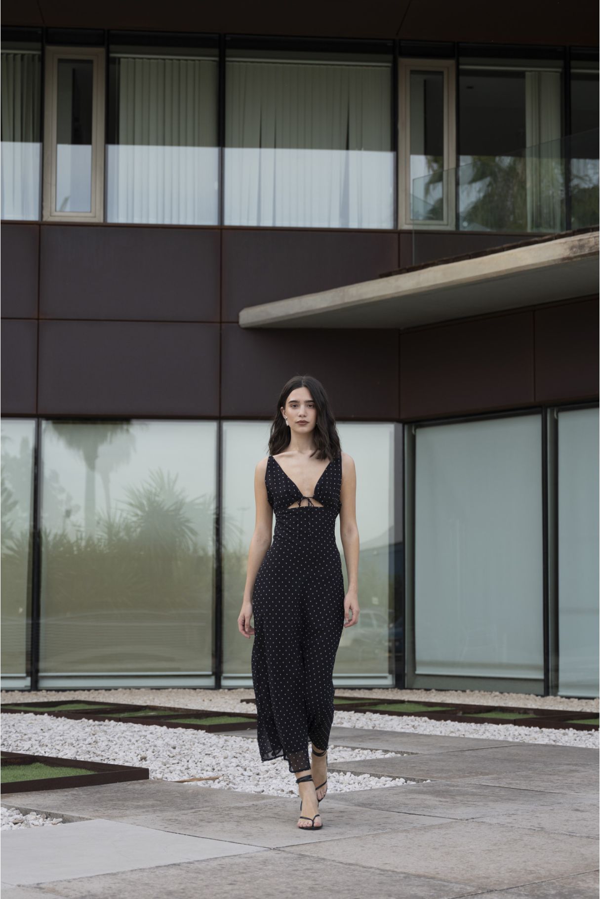 Vestido midi estampado de lunares