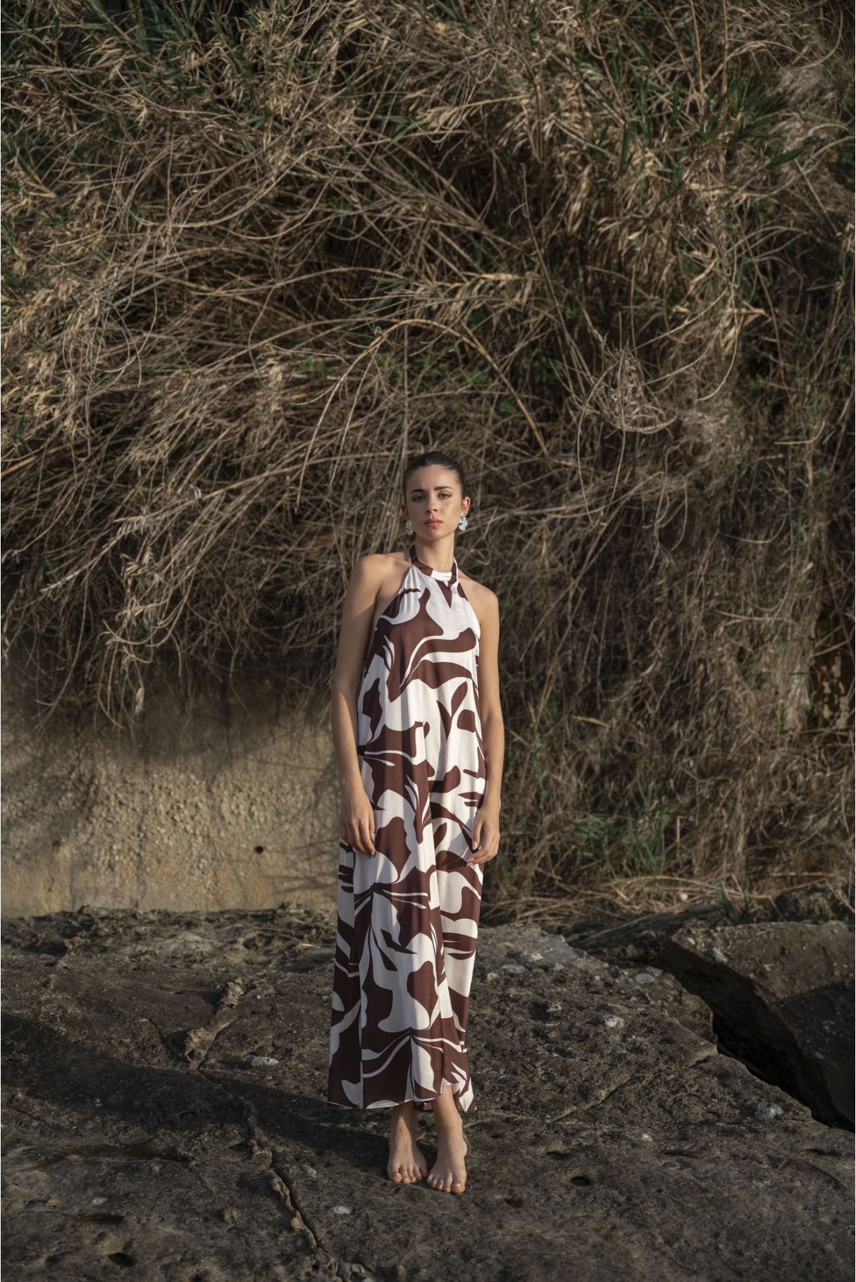 Vestido halter estampado, vestido holgado elegante y largo de verano para mujer de Emarola & Co