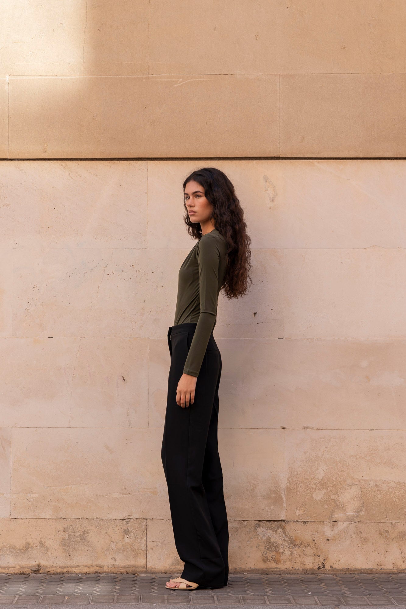 Body drapeado color caqui