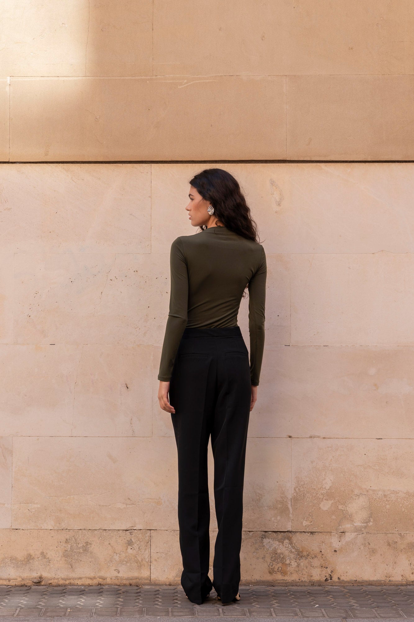 Body drapeado color caqui