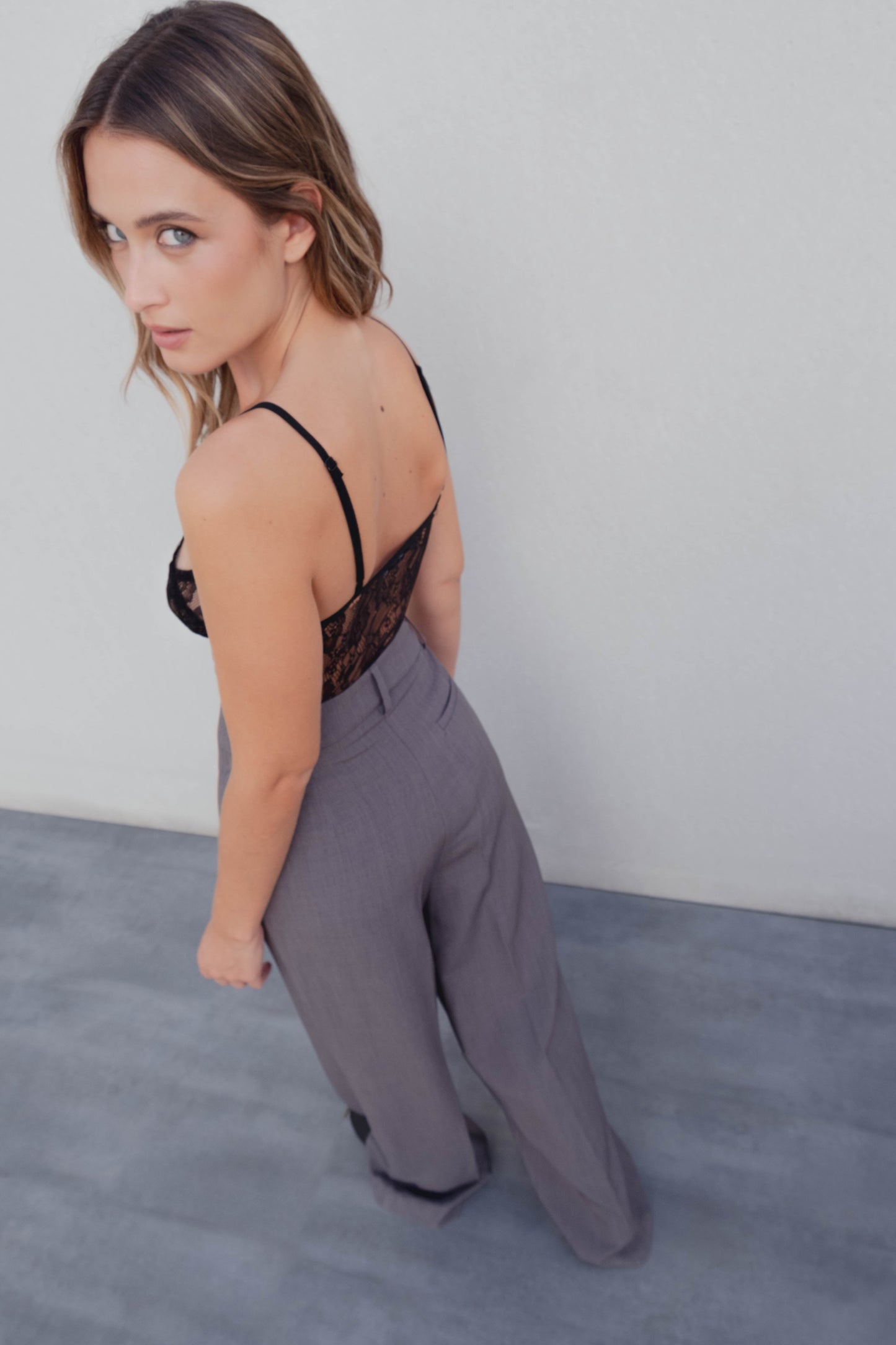 Body de encaje floral negro transparente para noche