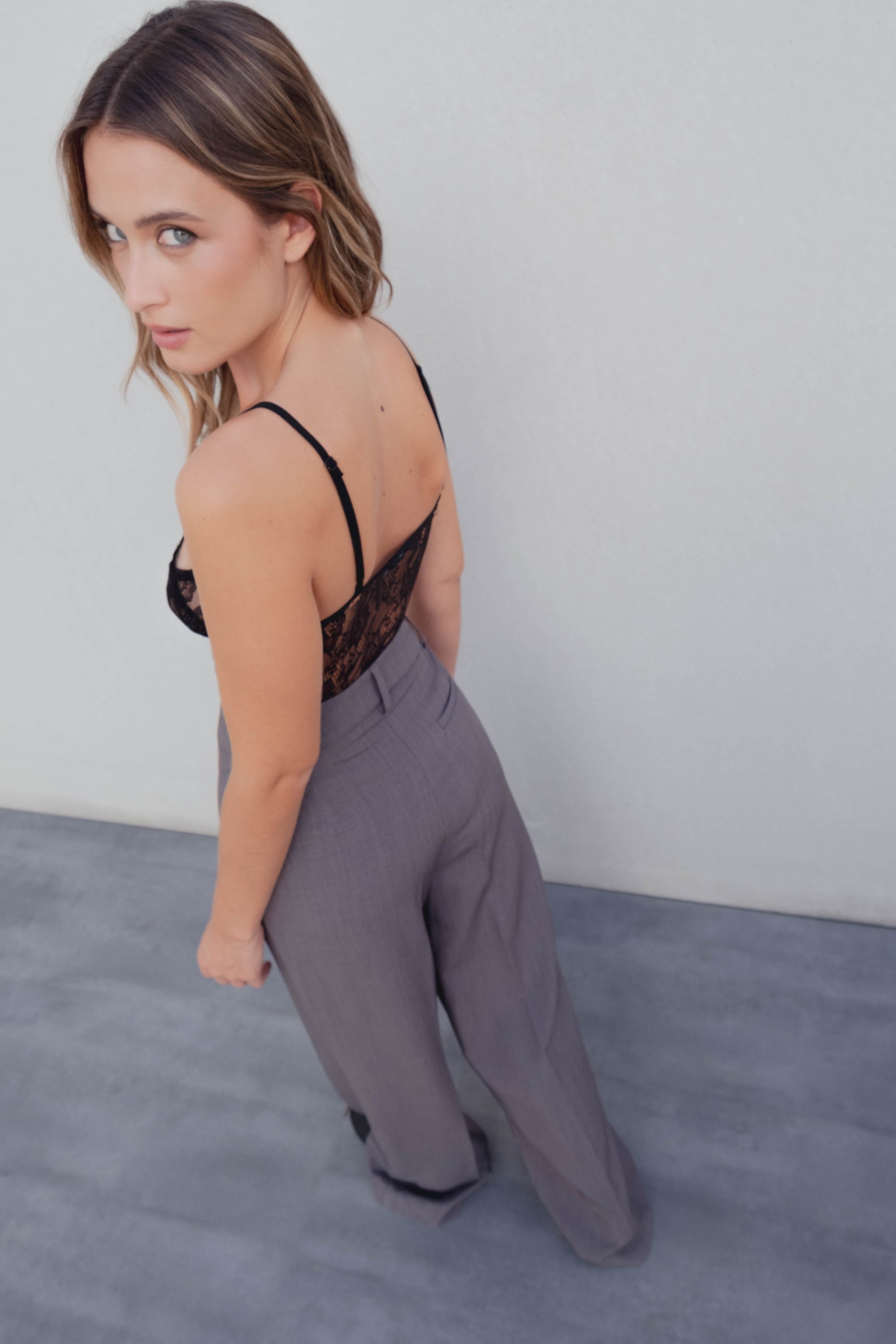Body de encaje floral negro transparente para noche