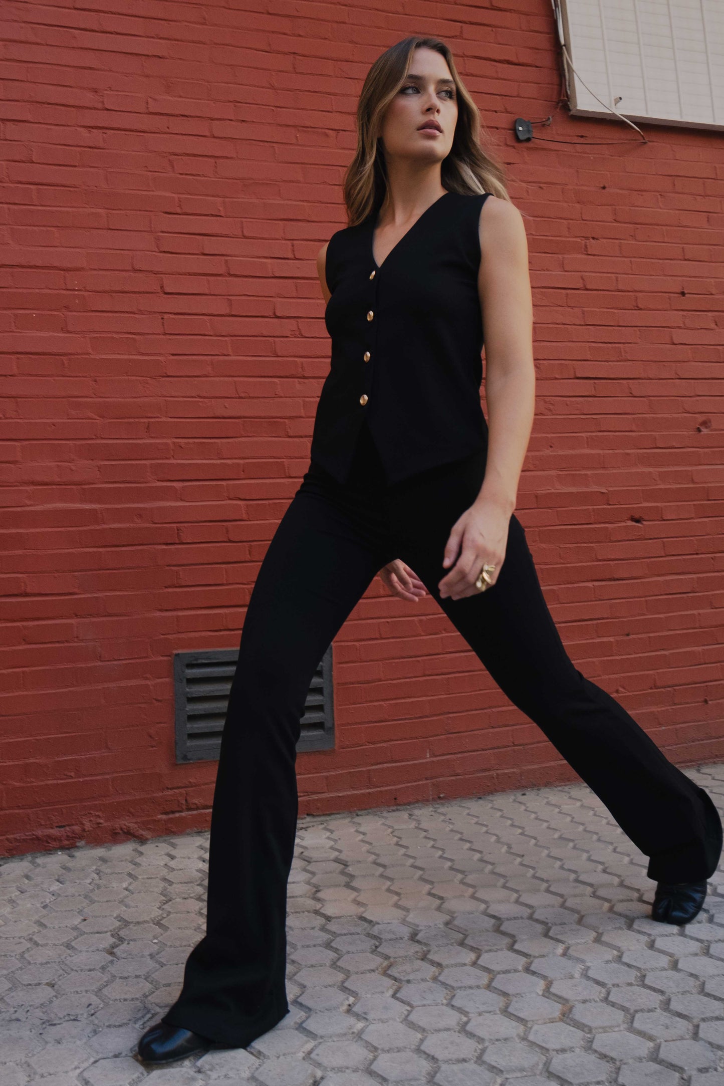 Top / Chaleco de Punto Texturizado con Botones