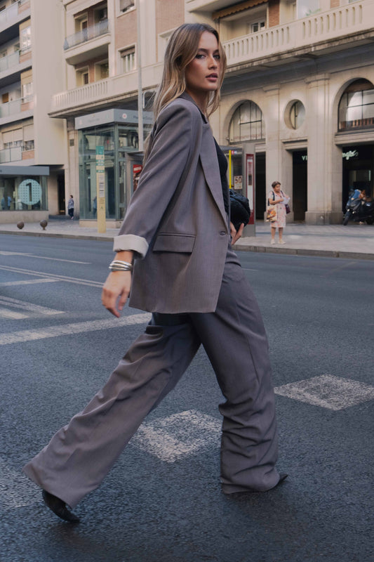 Blazer de Cuello Solapa y Puño Estampado Elegante