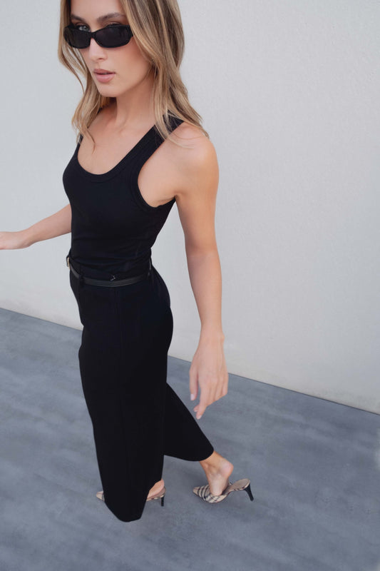 Pantalón Culotte con Cinturón de Ajuste y Bolsillos