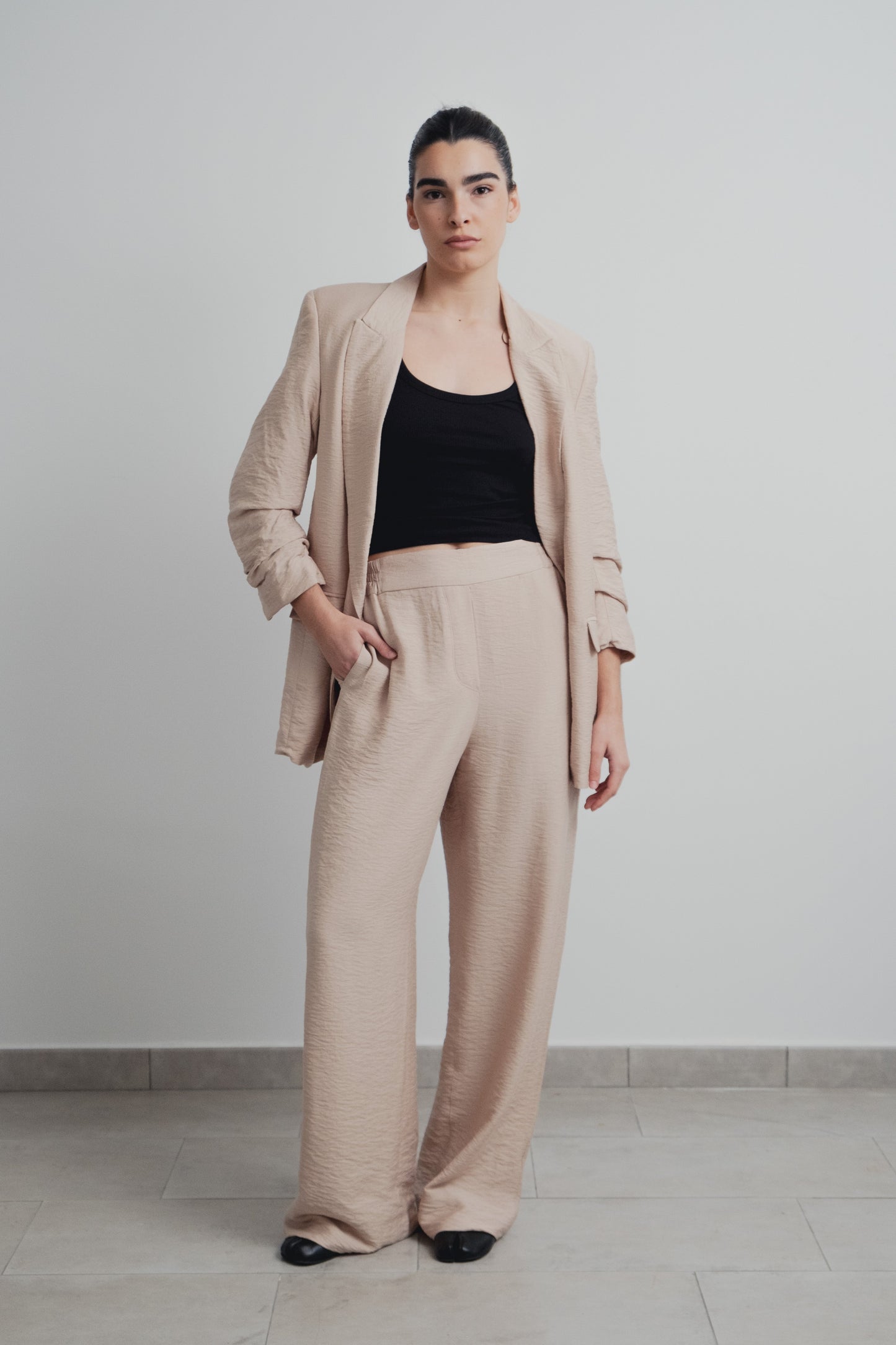 Blazer con textura de relieve premium para mujer