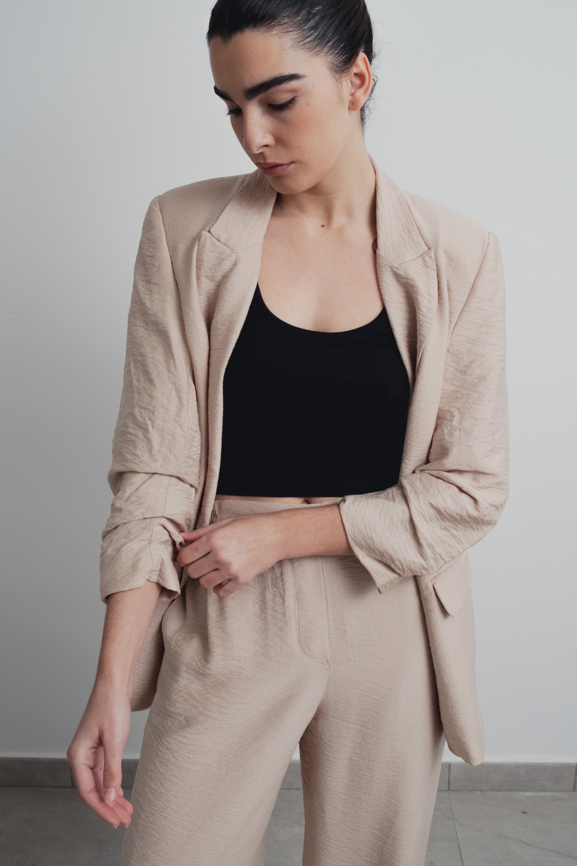 Blazer con textura de relieve premium para mujer