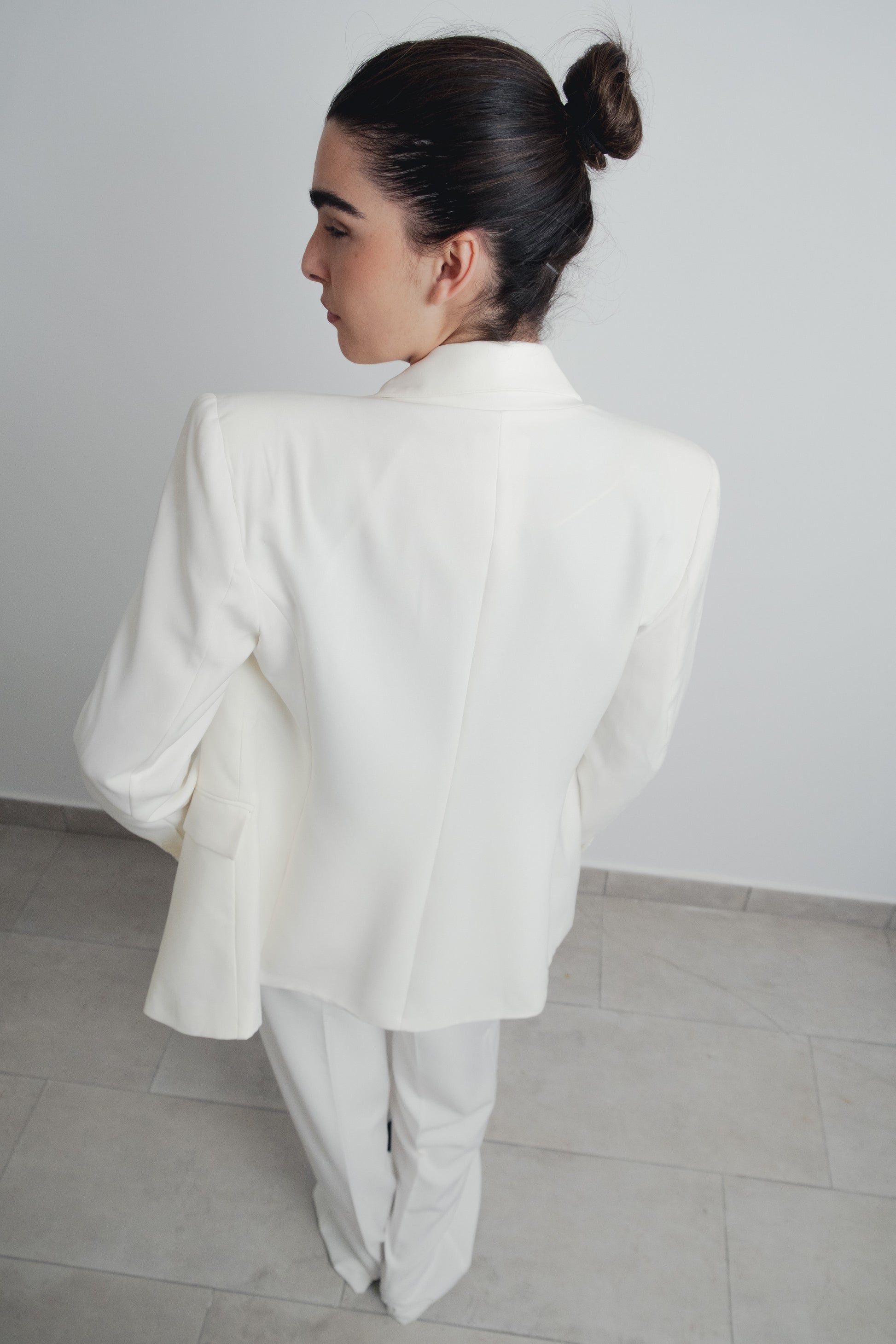 Pantalón de vestir crudo talle alto con pinzas estilo office