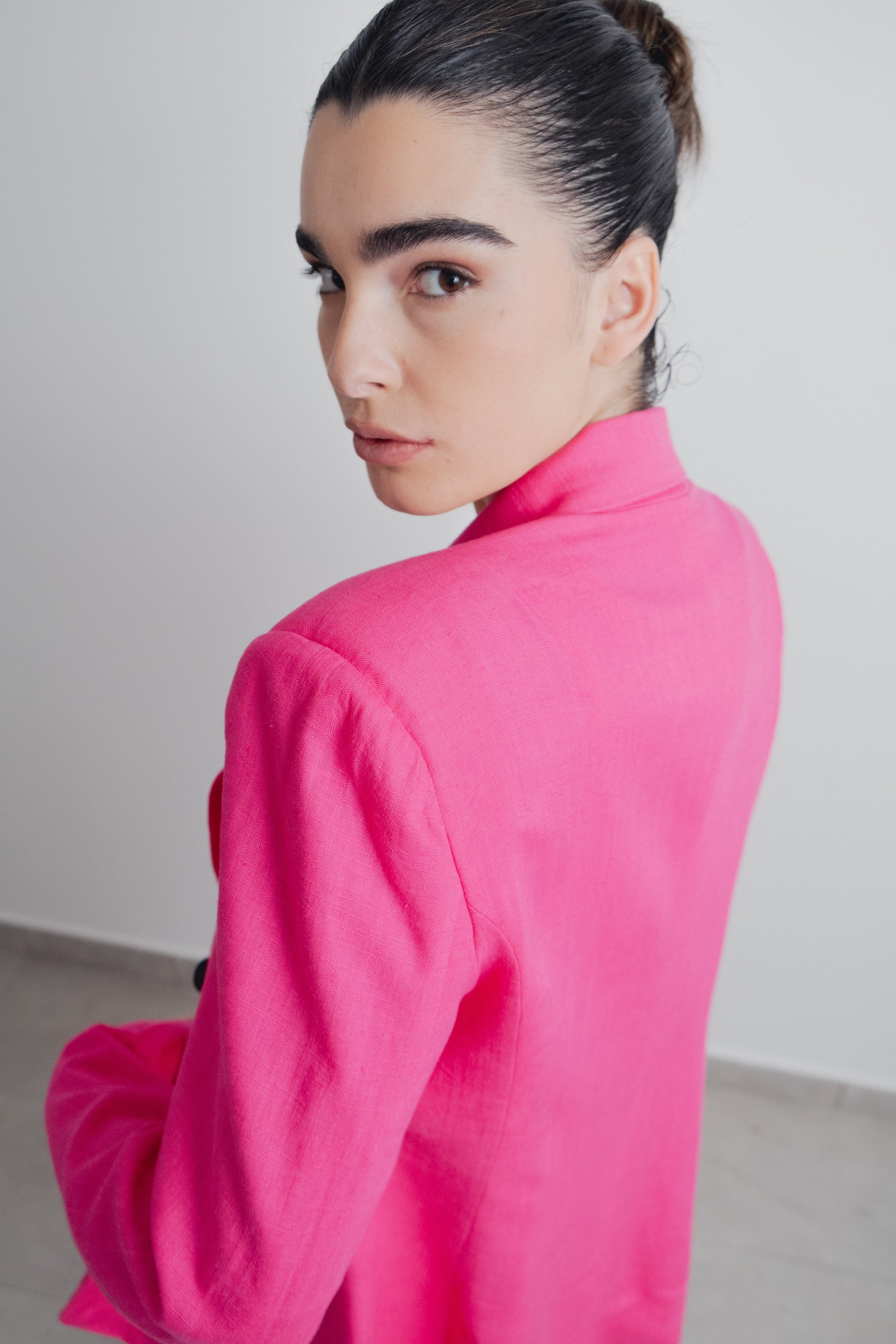Blazer lino fucsia mujer diseño español