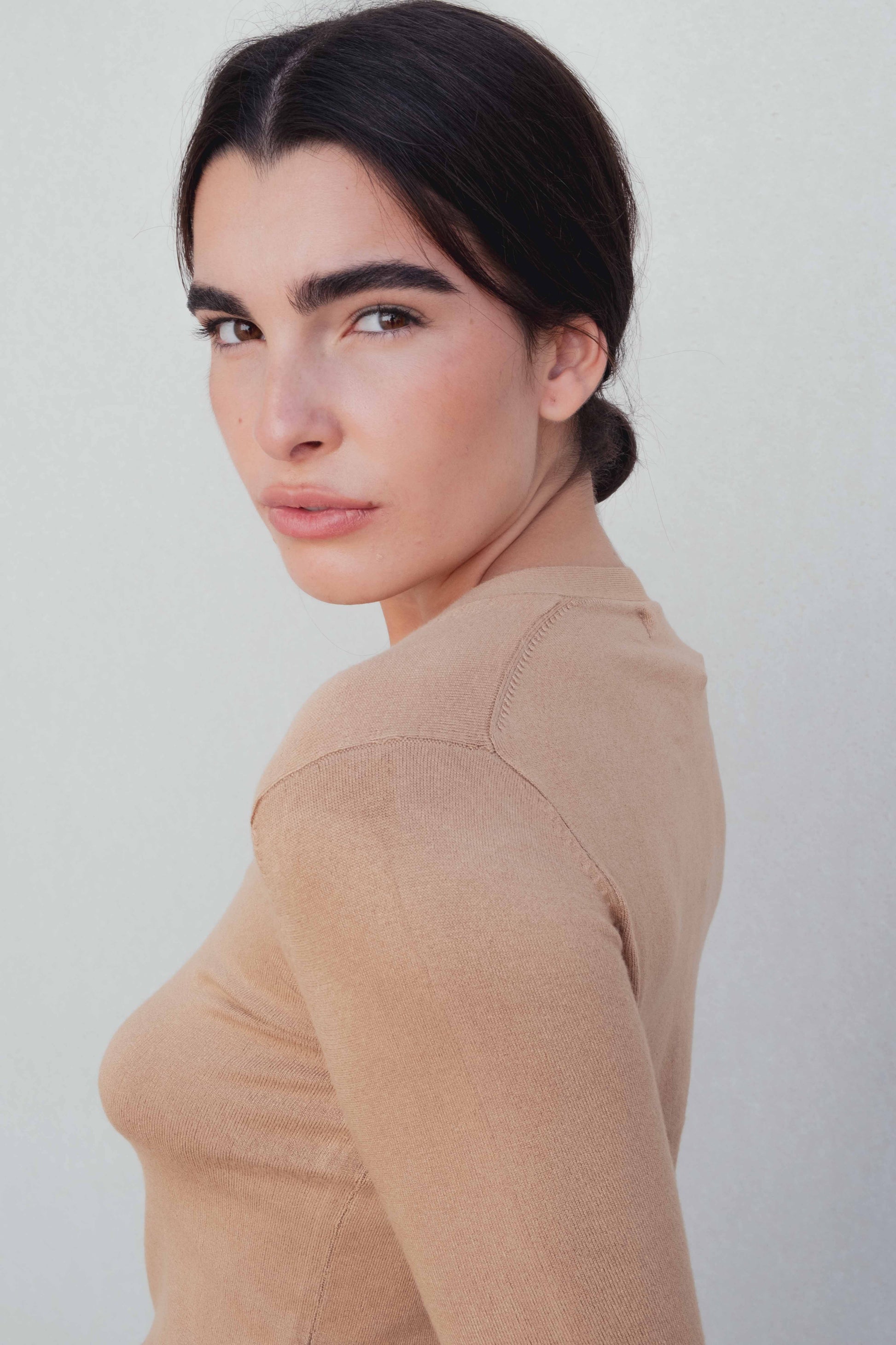 Chaqueta punto camel botones mujer cardigan