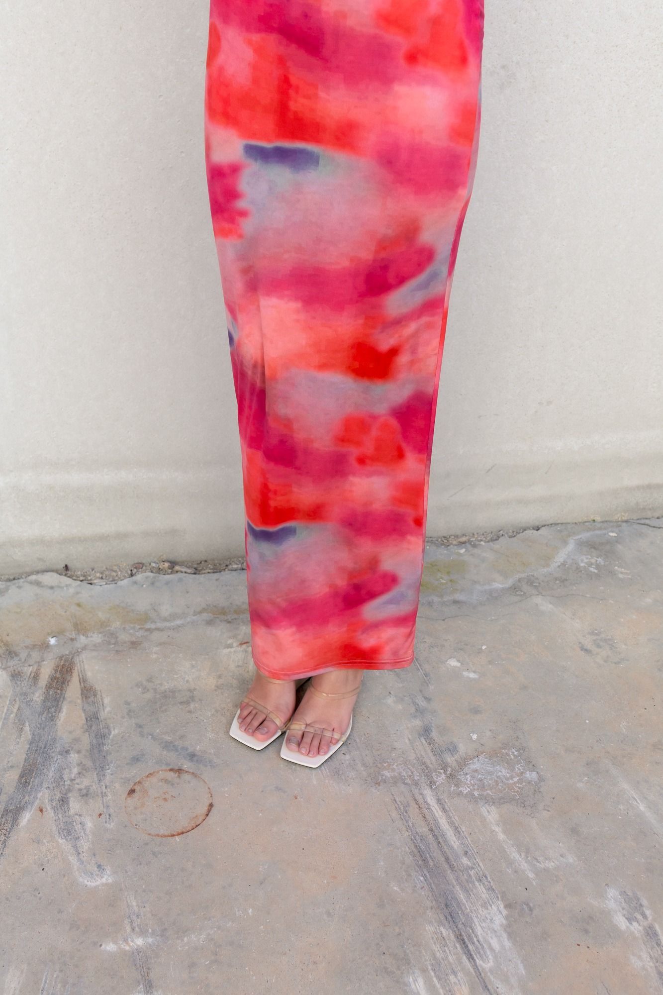 Vestido largo estampado floral rosa fluido mujer