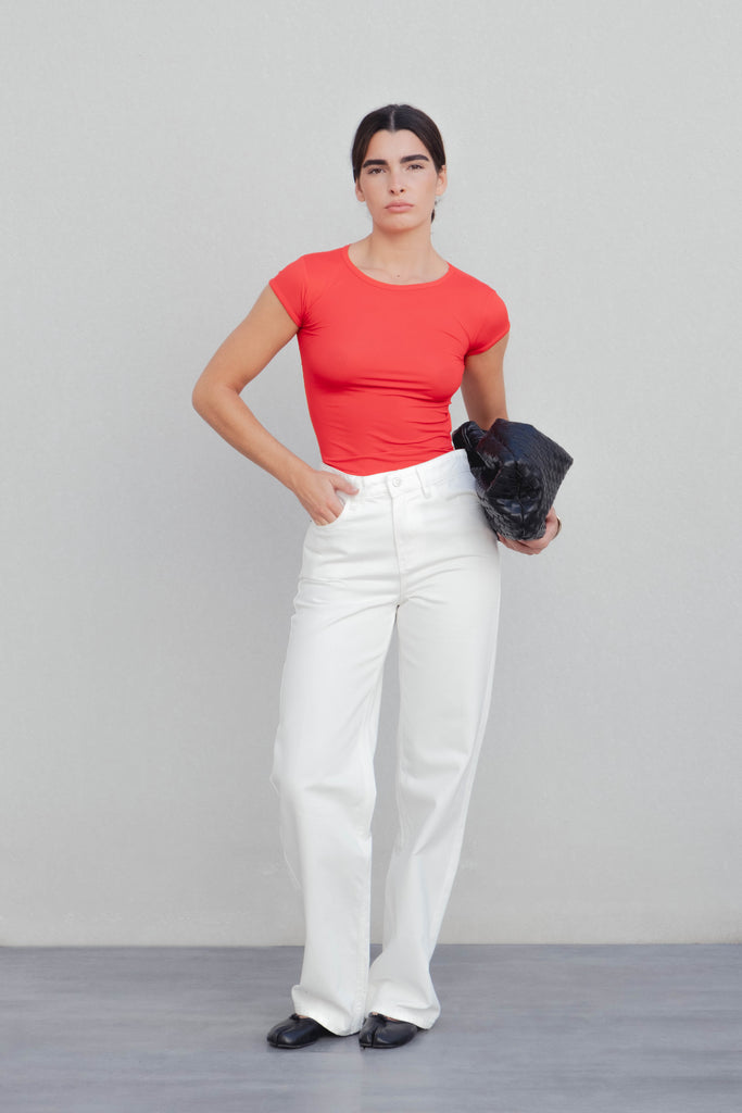 Jeans Wide Leg Tiro Medio Full Length