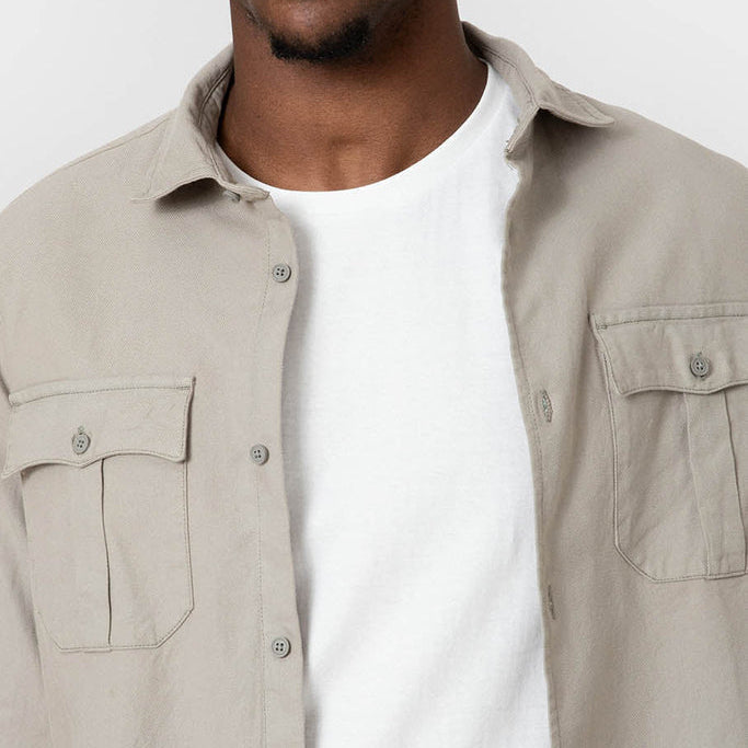 Sobrecamisa de Algodón Con Botones Estilo Urbano Para Hombre Color Verde