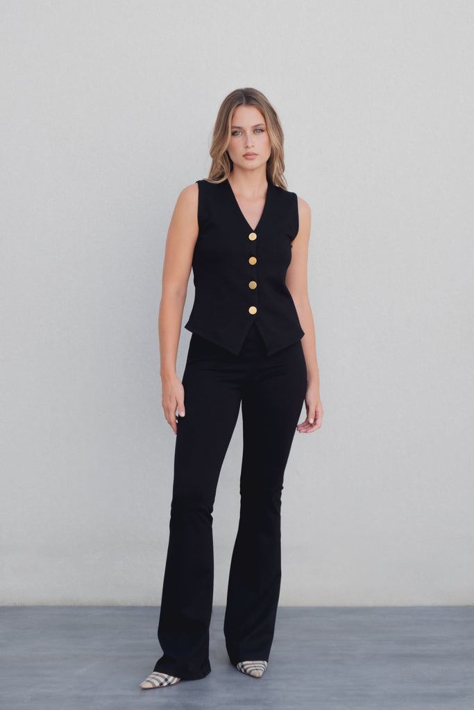 Pantalón de Punto Texturizado con Corte Flare