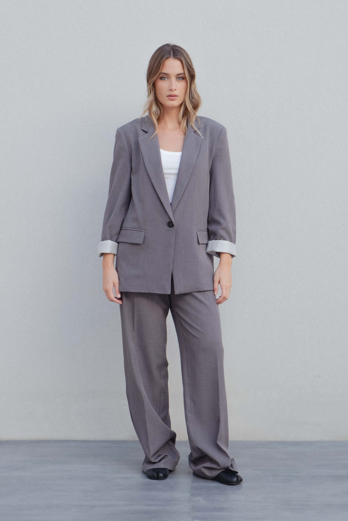 Blazer de Cuello Solapa y Puño Estampado Elegante