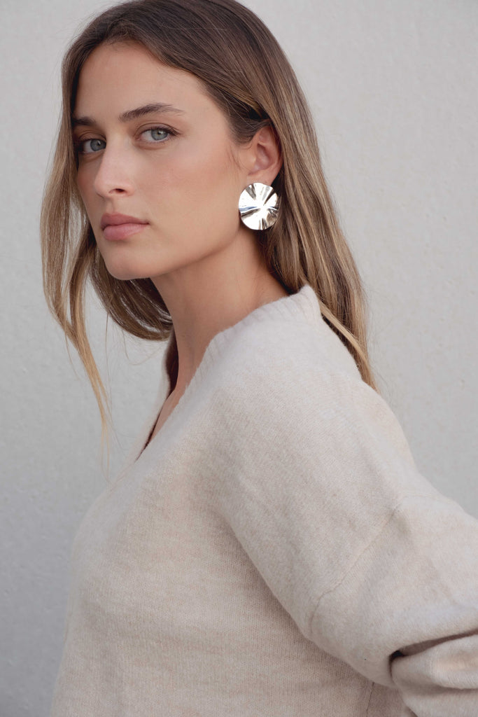 Jersey oversize de punto con escote pico