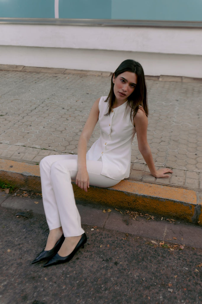 Top Chaleco de Punto Abotonado