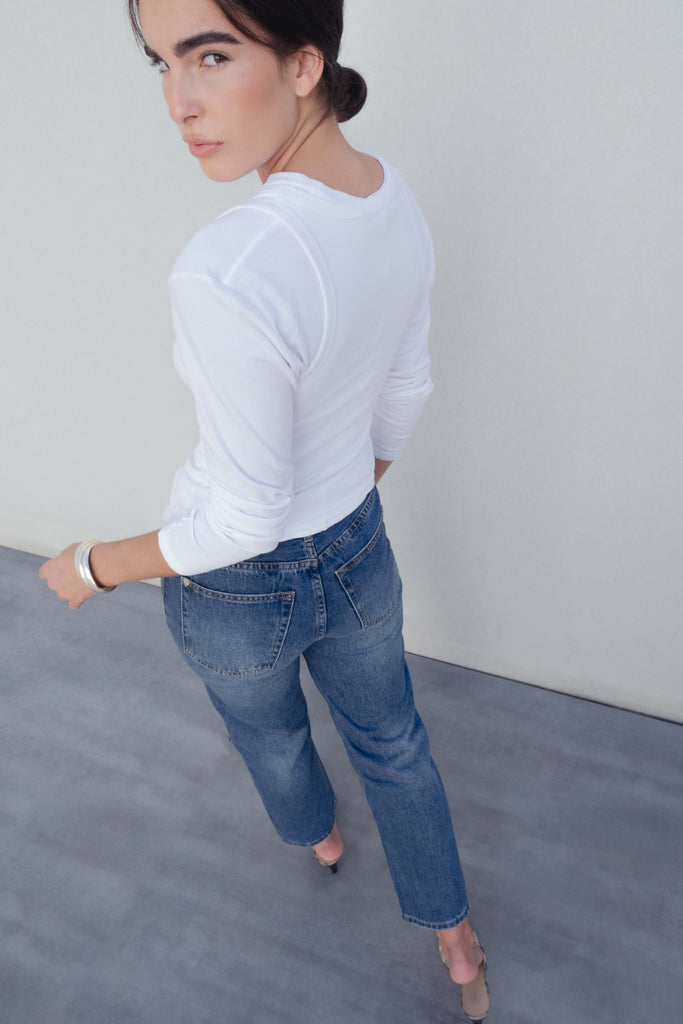 Jeans Rectos Clásicos - Denim Azul