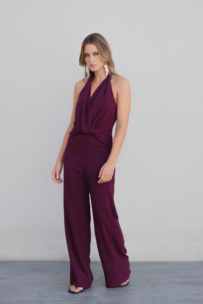 Mono de Cuello Halter con Nudo Delantero y Espalda Descubierta