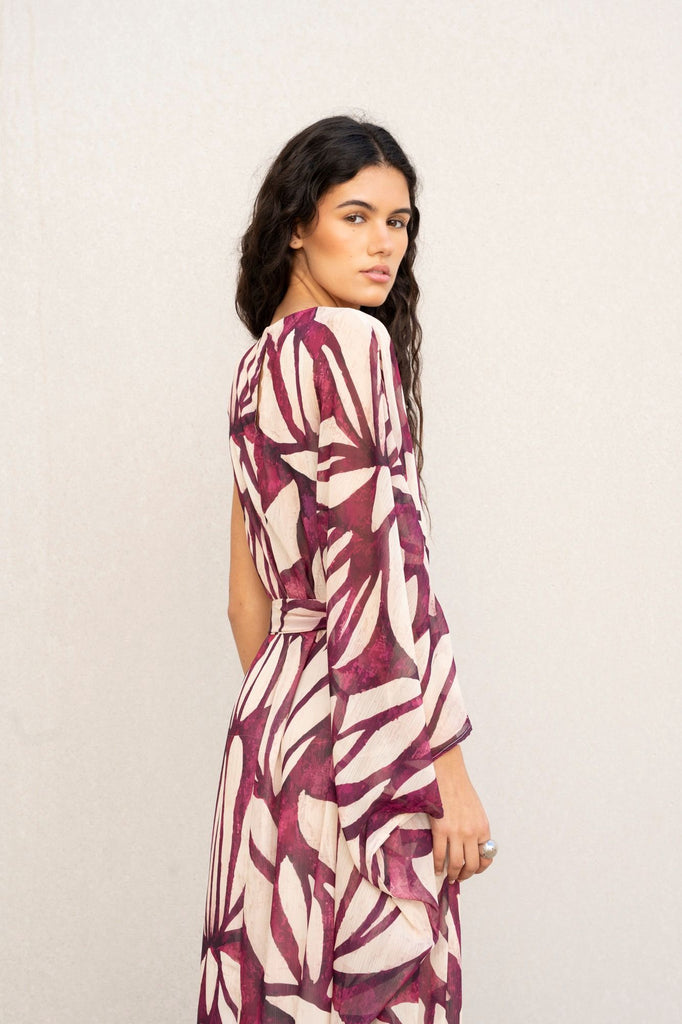 Vestido Asimétrico Estampado Fino