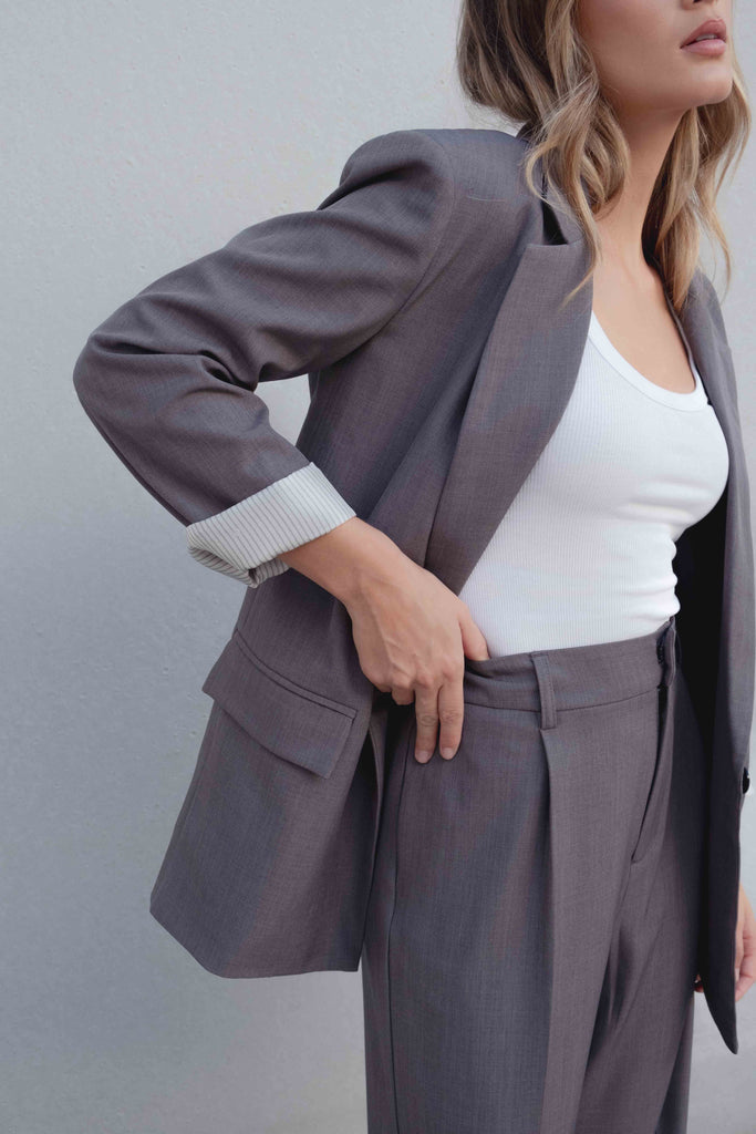 Blazer de Cuello Solapa y Puño Estampado Elegante