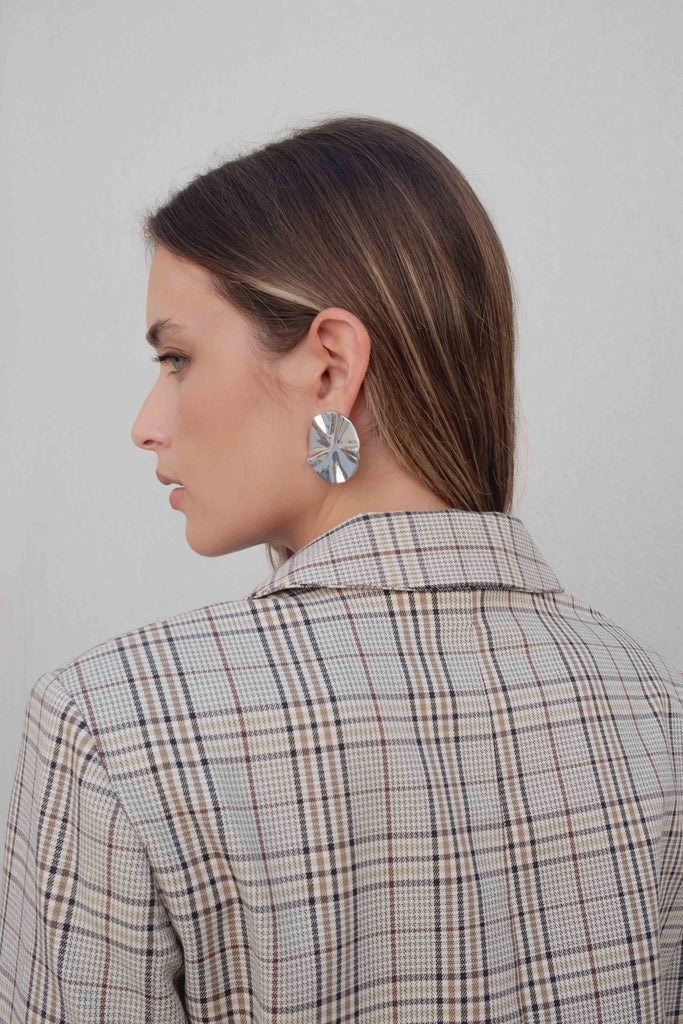 Chaqueta Cropped Estampado Cuadros