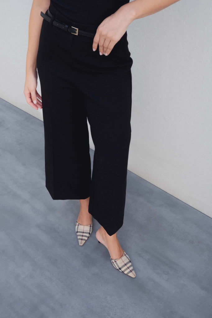 Pantalón Culotte con Cinturón de Ajuste y Bolsillos