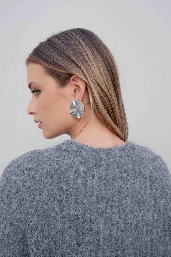 Jersey Oversize de Punto Cuello Redondo Lana y Poliéster Reciclado