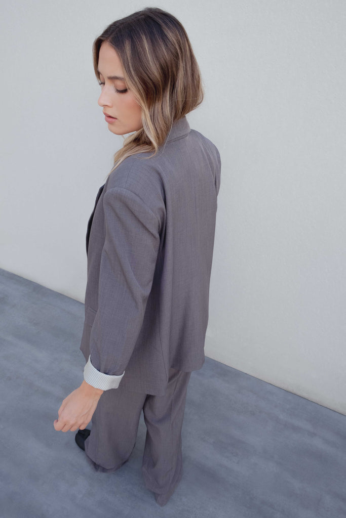 Blazer de Cuello Solapa y Puño Estampado Elegante