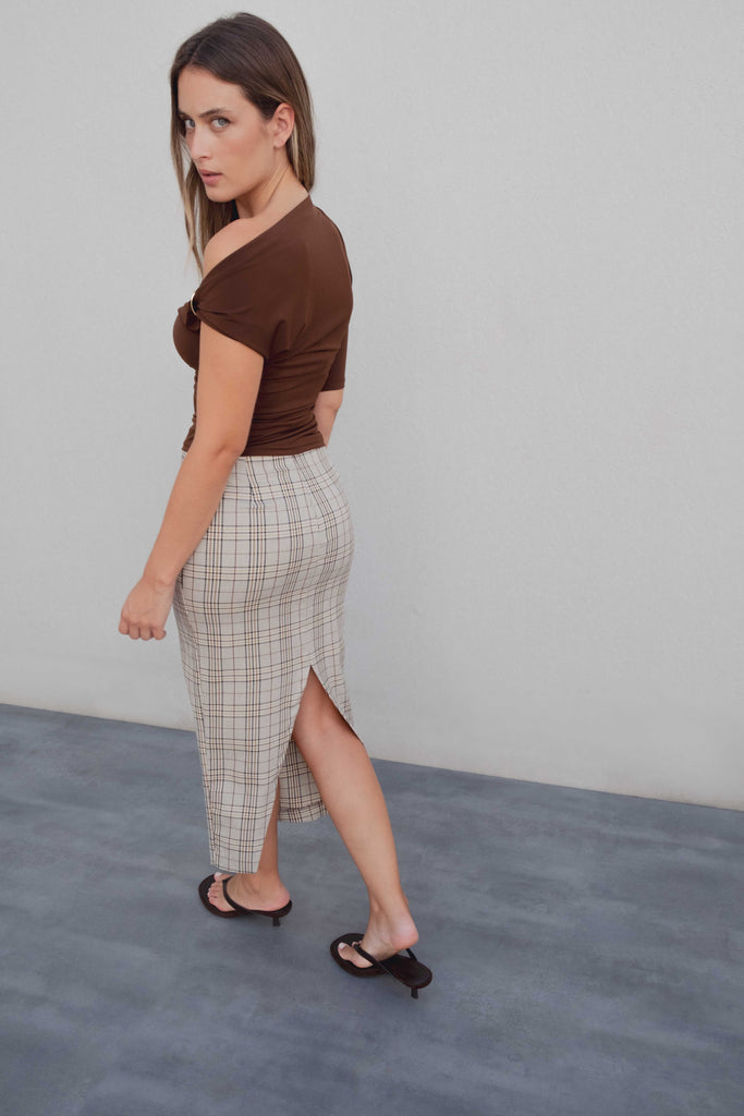 Falda Midi Estampado de Cuadros