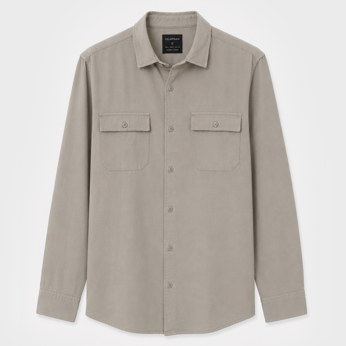 Sobrecamisa de Algodón Con Botones Estilo Urbano Para Hombre Color Verde