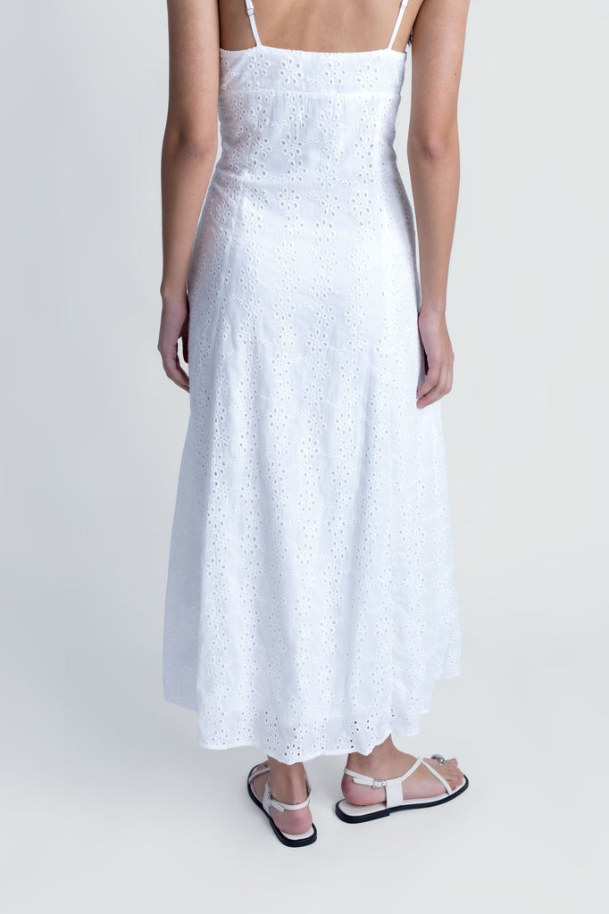 Vestido Midi Perforado de Algodón