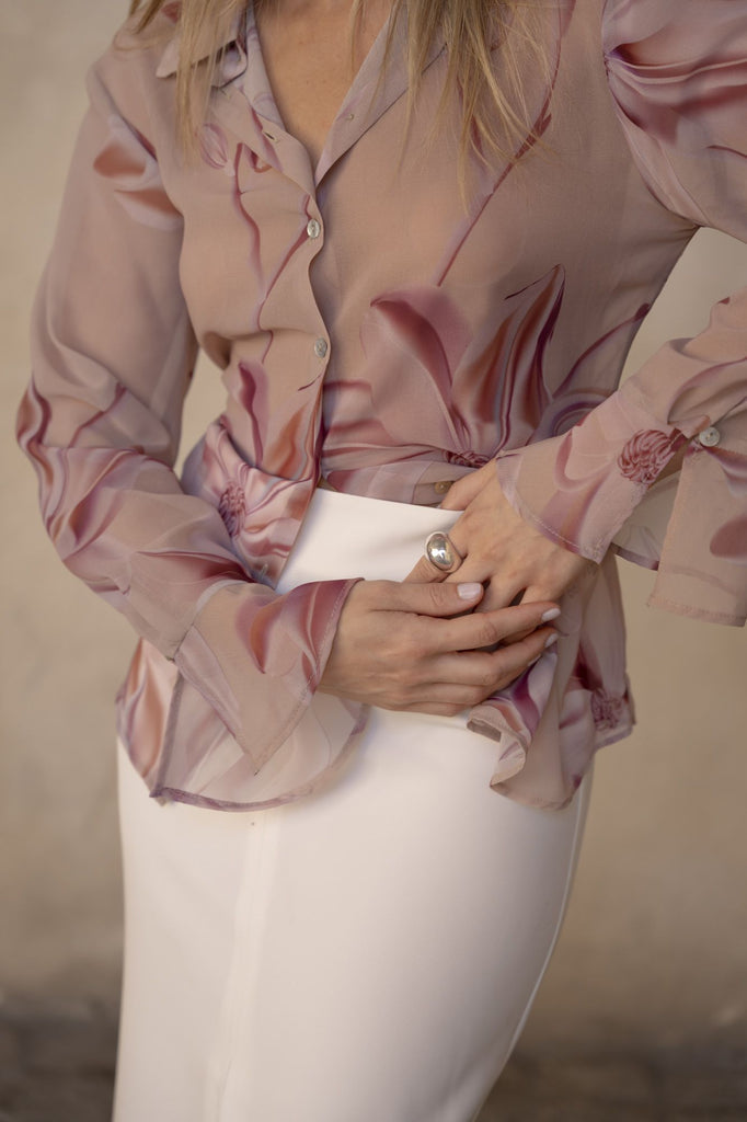 Camisa estampada de tejido semitransparente