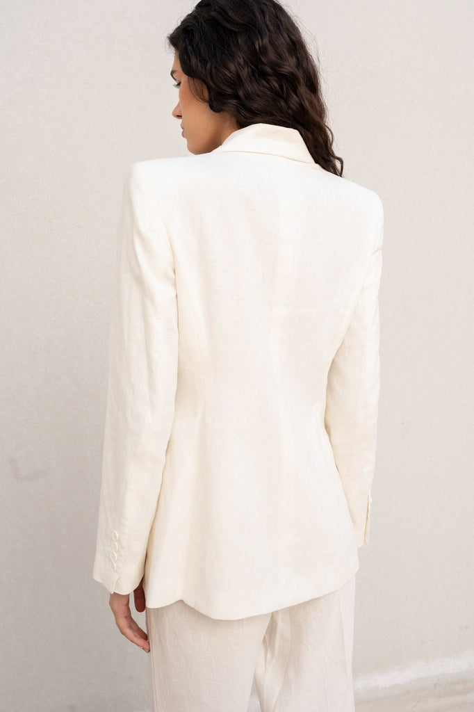 Blazer Sastre de Lino en Tono Crudo