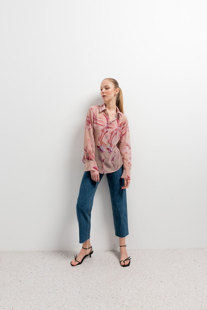 Camisa estampada de tejido semitransparente