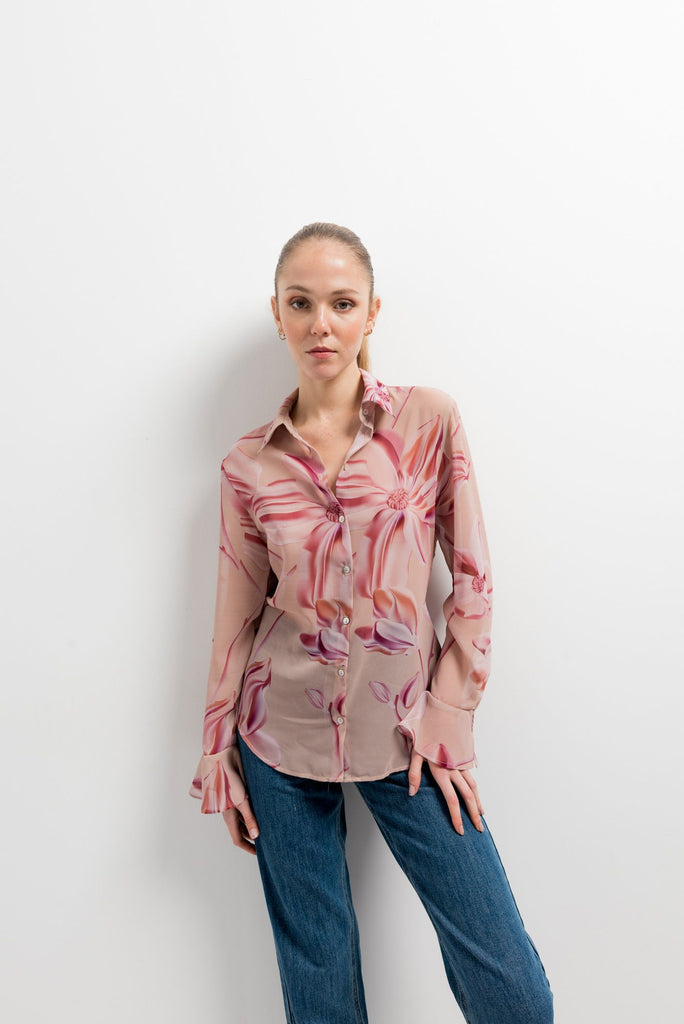 Camisa estampada de tejido semitransparente