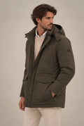 Parka Verde con Capucha Desmontable para Hombre