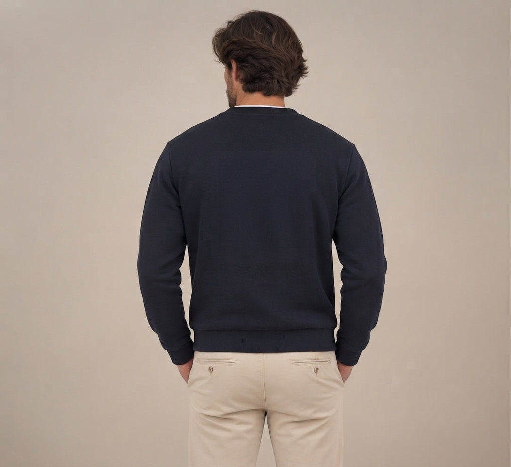 Sudadera Azul Marino con Detalle Étnico para Hombre