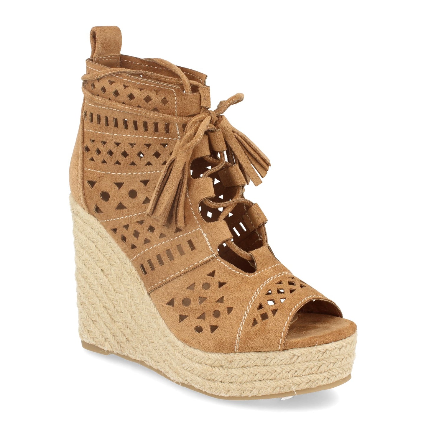 Sandalias de cuña Let's Secrets para mujer: la combinación perfecta de estilo y comodidad1A-0005-Camel