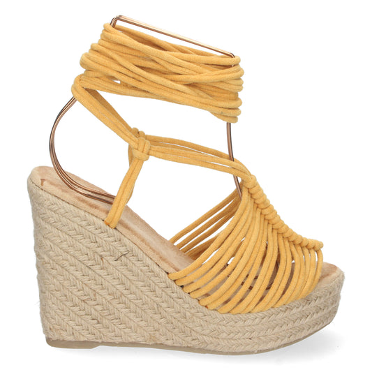 Sandalias tipo alpargatas para mujer, alpargatas amarillas, alpargatas con cuña para mujeres, temporada verano 2023, de Let's Secrets1A-1563-Amarillo
