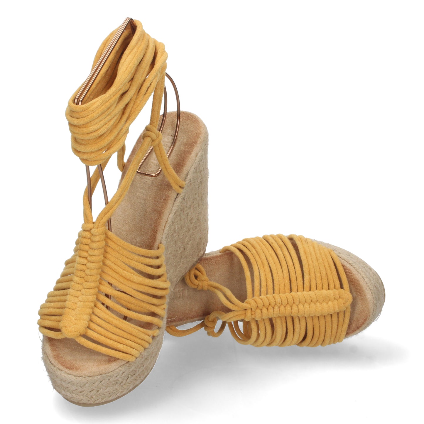 Sandalias tipo alpargatas para mujer, alpargatas amarillas, alpargatas con cuña para mujeres, temporada verano 2023, de Let's Secrets1A-1563-Amarillo