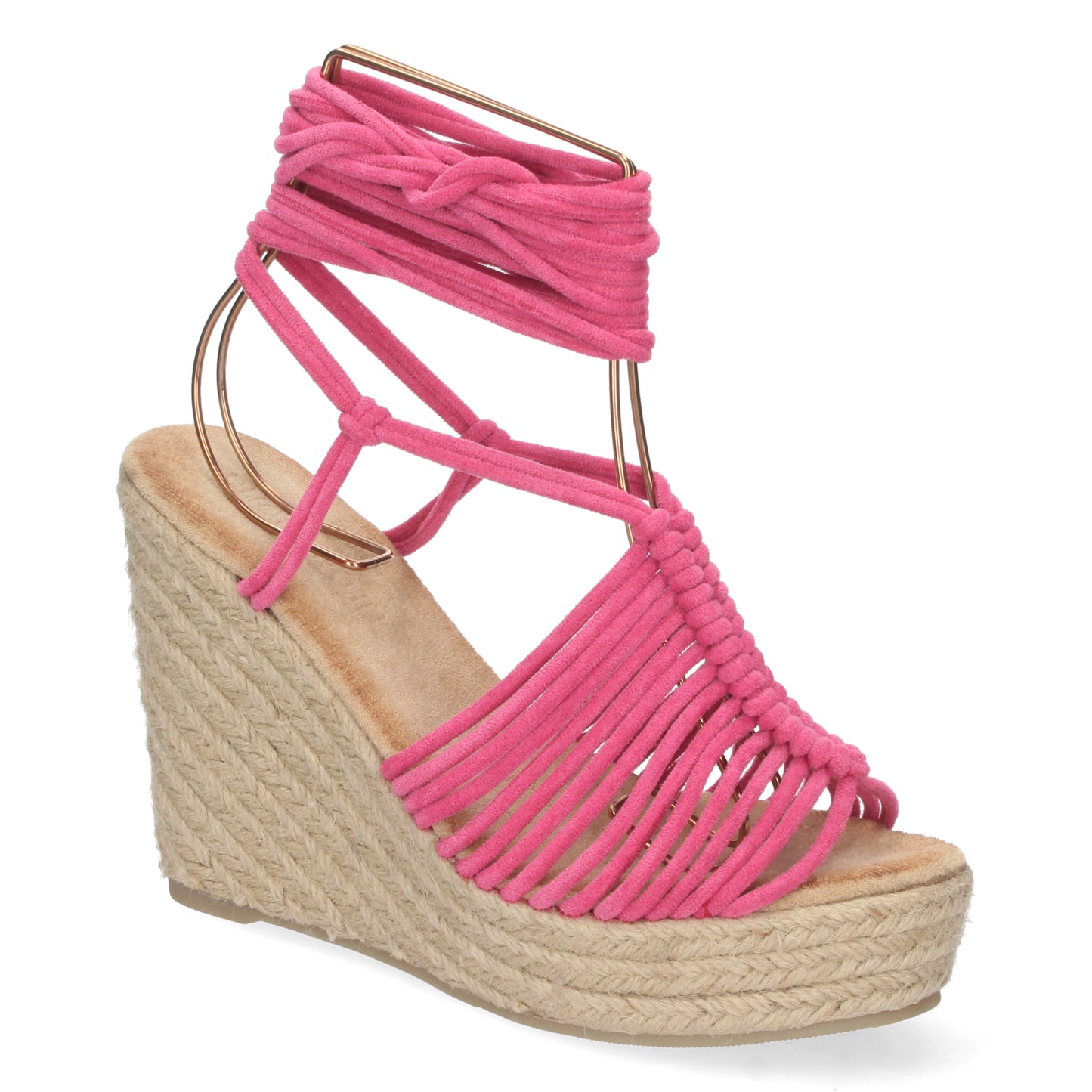 Sandalias con cordón fucsia, sandalia al tobillo color fucsia, sandalias con cuña, Sandalias planas de verano 2023 para mujer, sandalias de mujeres, descubre los cupones de Let's Secrets1A-1563-Fucsia