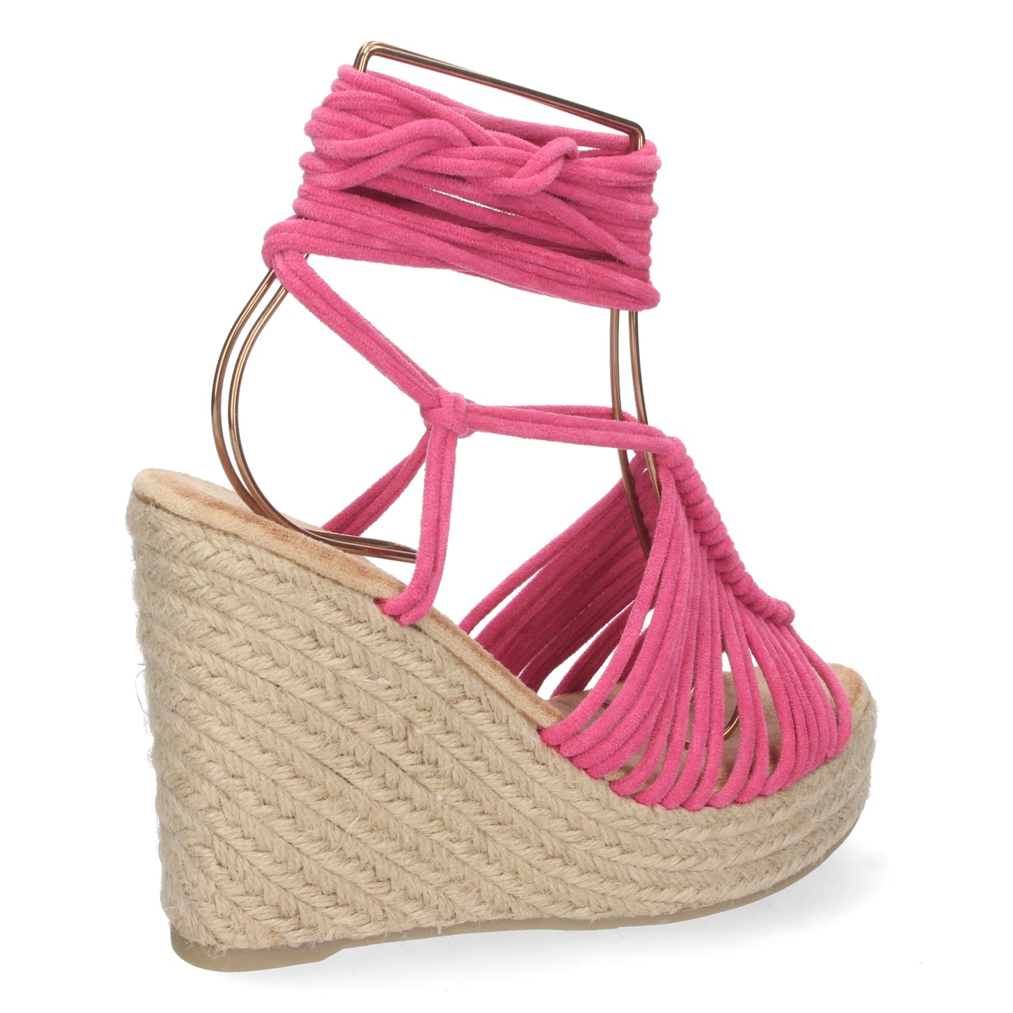 Sandalias con cordón fucsia, sandalia al tobillo color fucsia, sandalias con cuña, Sandalias planas de verano 2023 para mujer, sandalias de mujeres, descubre los cupones de Let's Secrets1A-1563-Fucsia