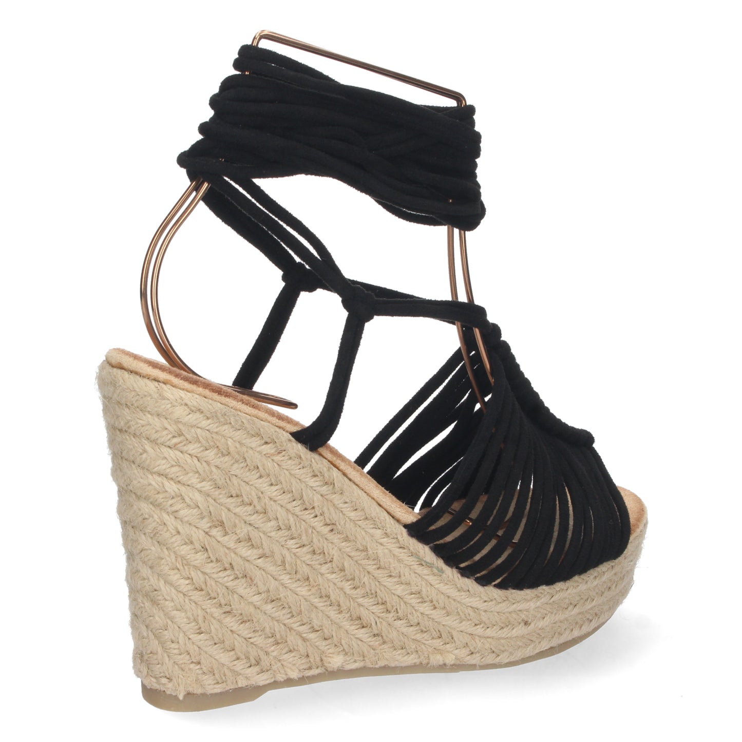 Sandalias con cuña, sandalias de mujer con suela de yute, sandalias negras, descubre los cupones descuento de Let’s Secrets  1A-1563-Negro