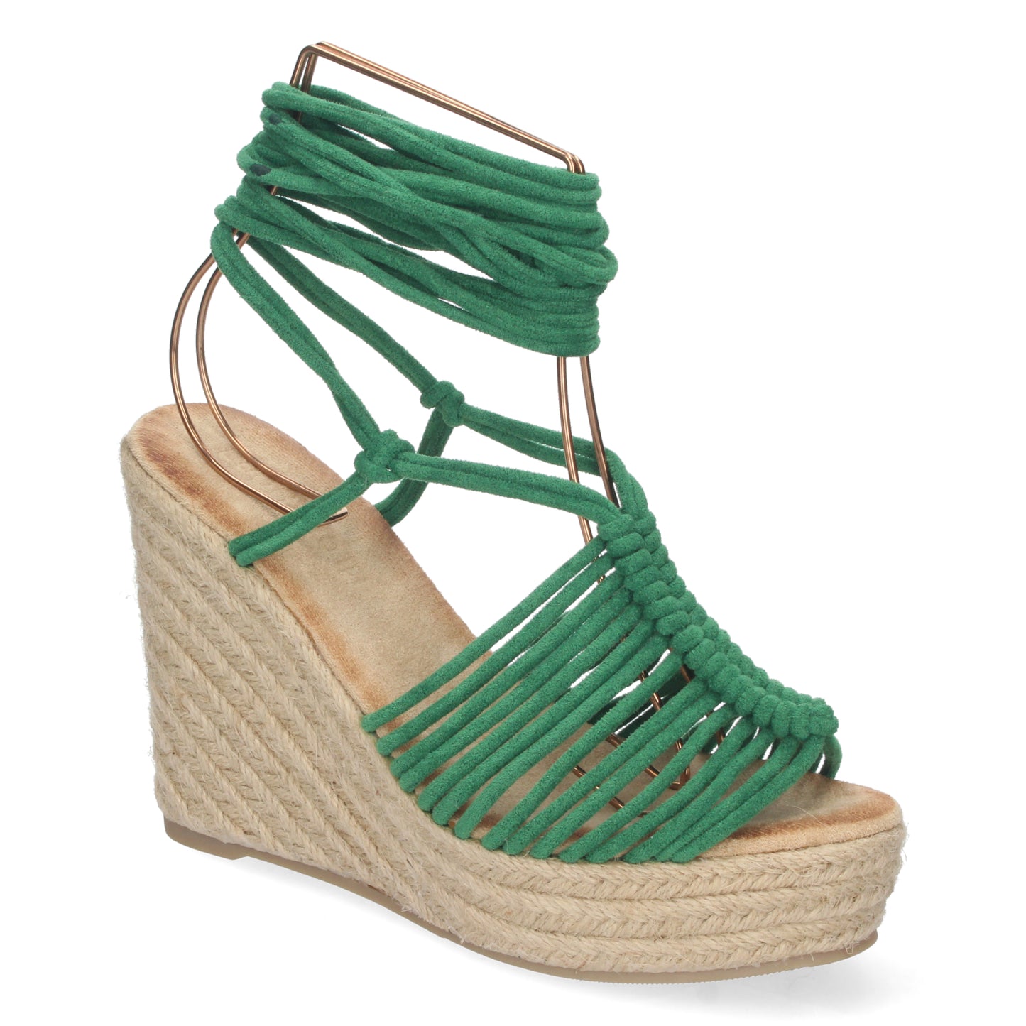 Sandalias de cuña, alpargatas de cuña, sandalias esparteras, sandalia con cordones, sandalias de cuña tipo gladiador, sandalias tendencia verano 2023, descubre los cupones descuento de Let’s Secrets1A-1563-Verde