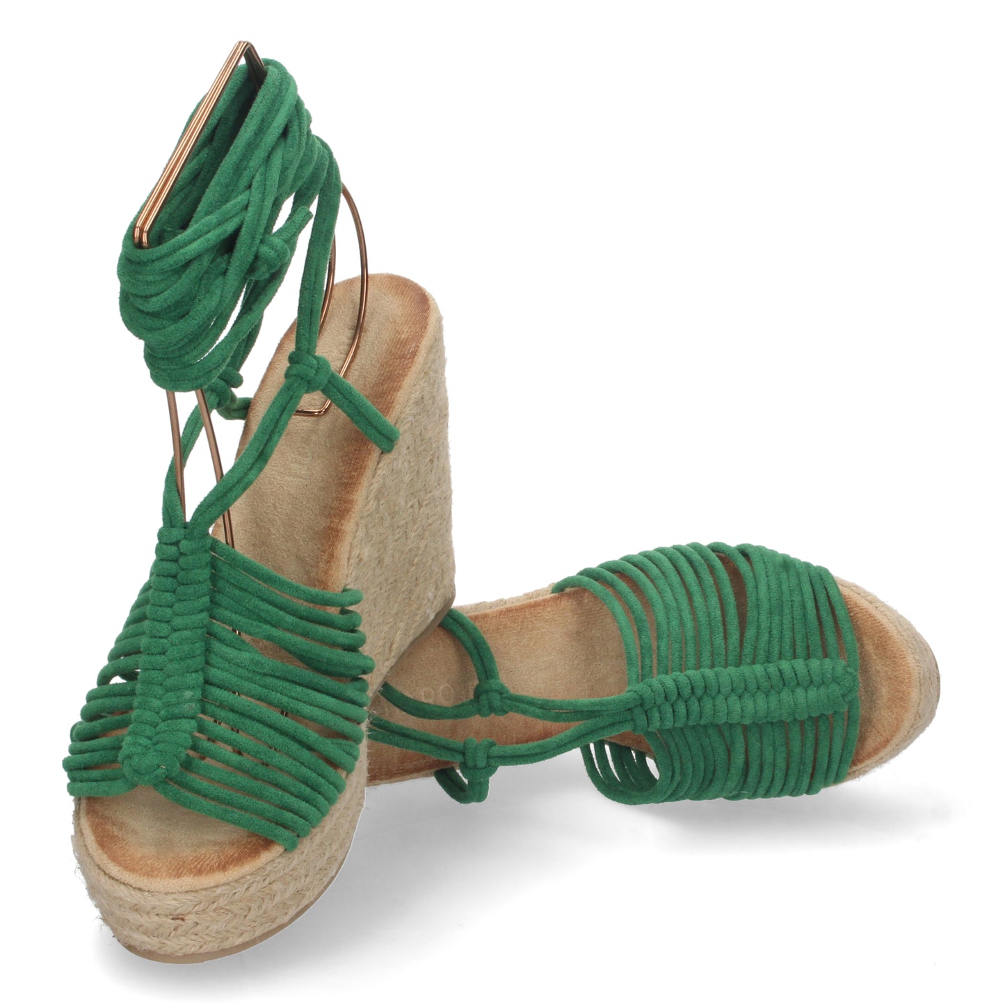 Sandalias de cuña, alpargatas de cuña, sandalias esparteras, sandalia con cordones, sandalias de cuña tipo gladiador, sandalias tendencia verano 2023, descubre los cupones descuento de Let’s Secrets1A-1563-Verde