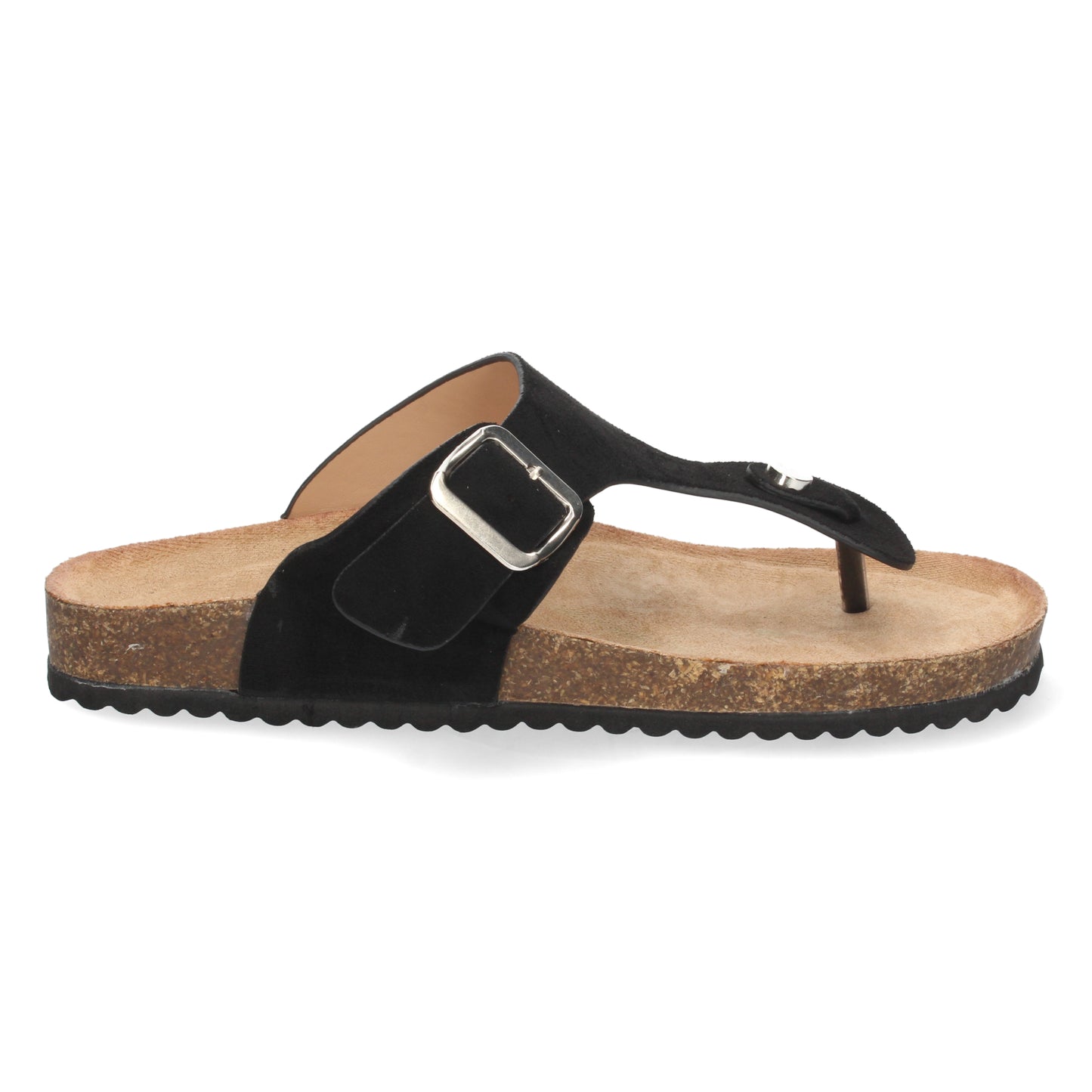 Chanclas negras para mujer, chanclas cómodas, sandalias planas con hebilla 1A-1618-Negro